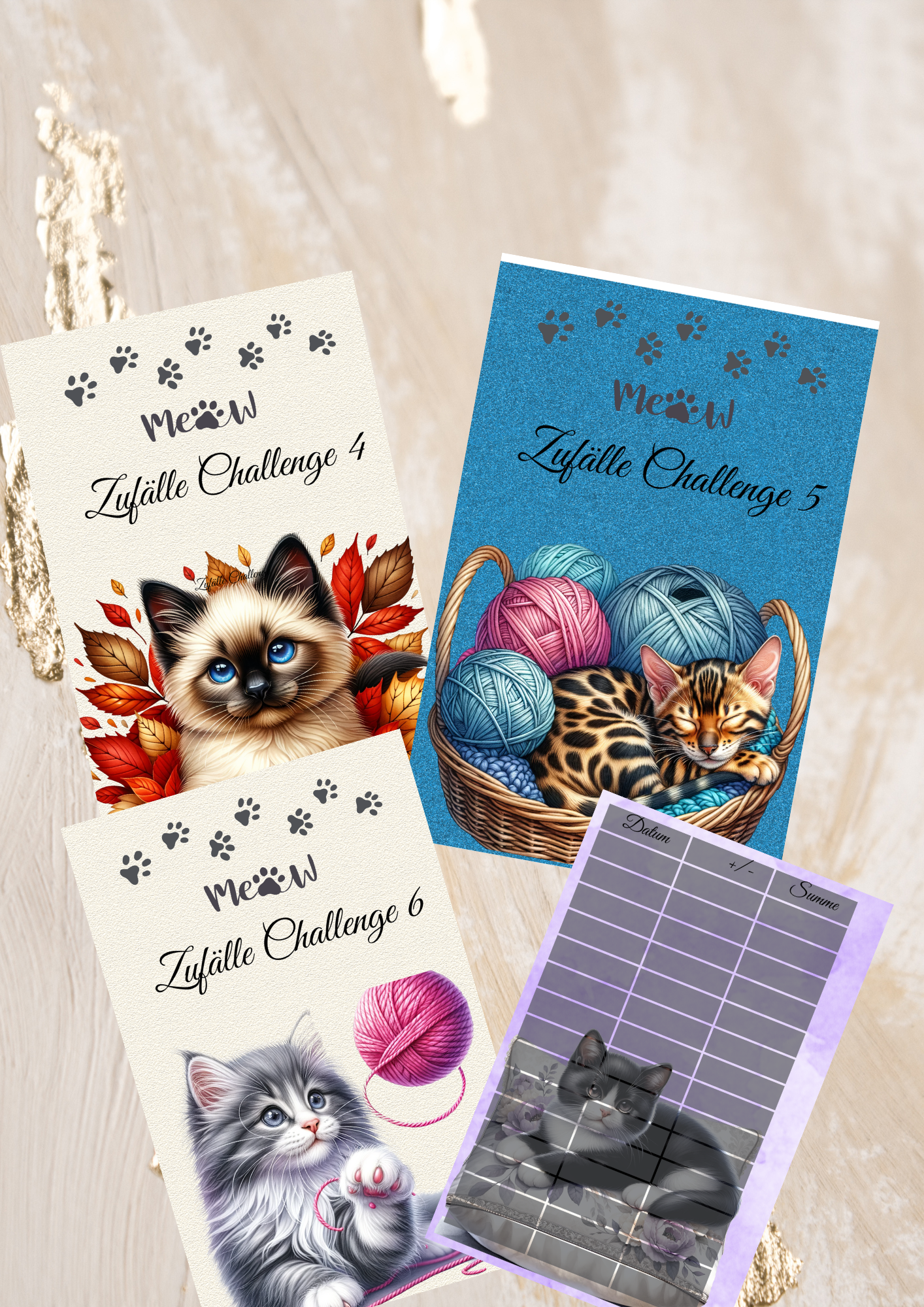 Bunte Katzen Zufallchallenge 1-6